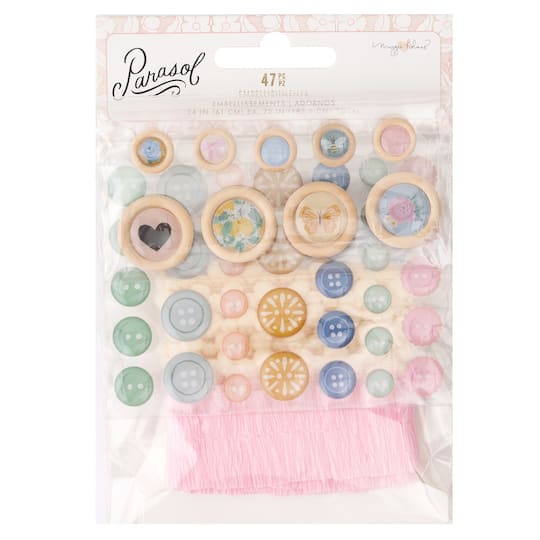 Maggie Holmes Parasol Buttons, Dots, Ribbon &#x26; Twine Embellishments